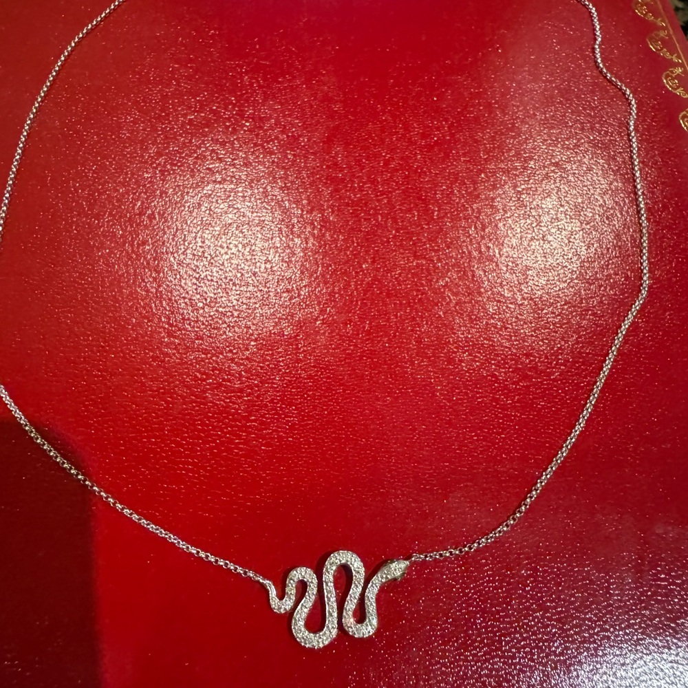Effy Novelty 14K White Gold Diamond Snake Necklace, 0.12 TCW